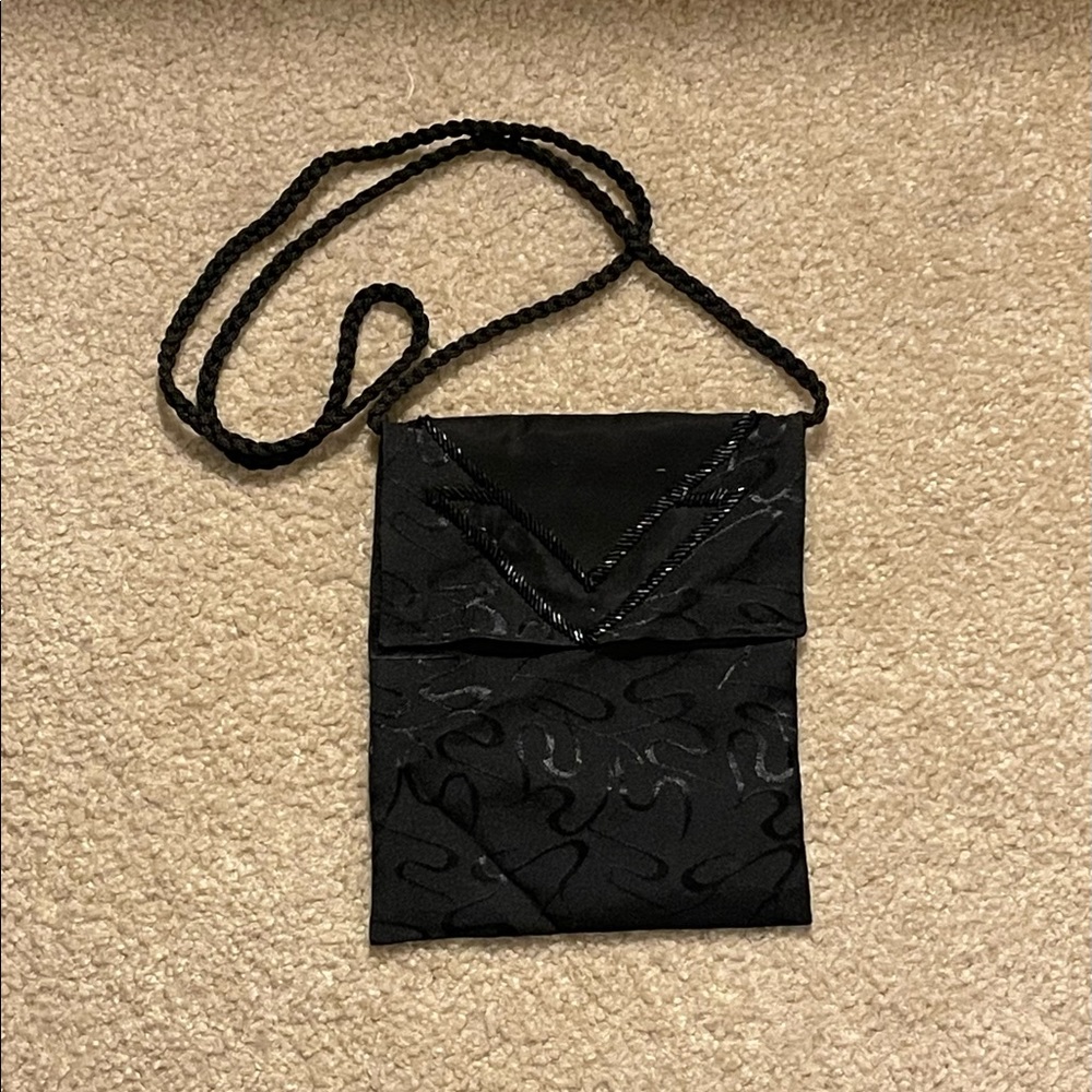 Black Sequined Embellished Crossbody Bag